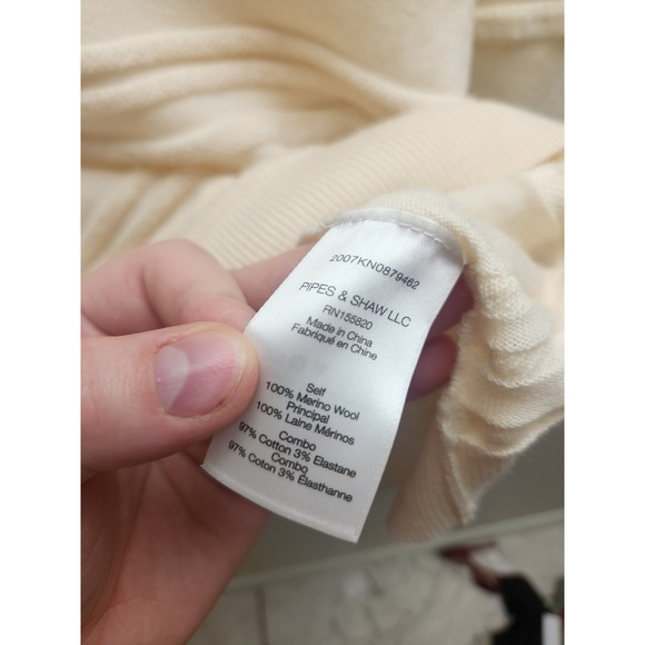 VERONICA BEARD Cream Textured Knit Long Sleeve Sweater Top‎ Size L - Picture 3 of 3